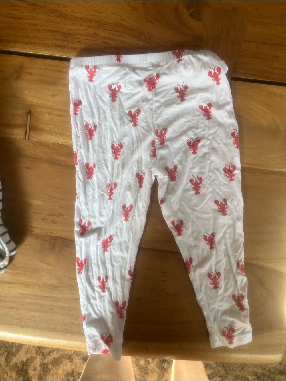 Angel Dear White Pajama Bottoms with Red Lobster Print